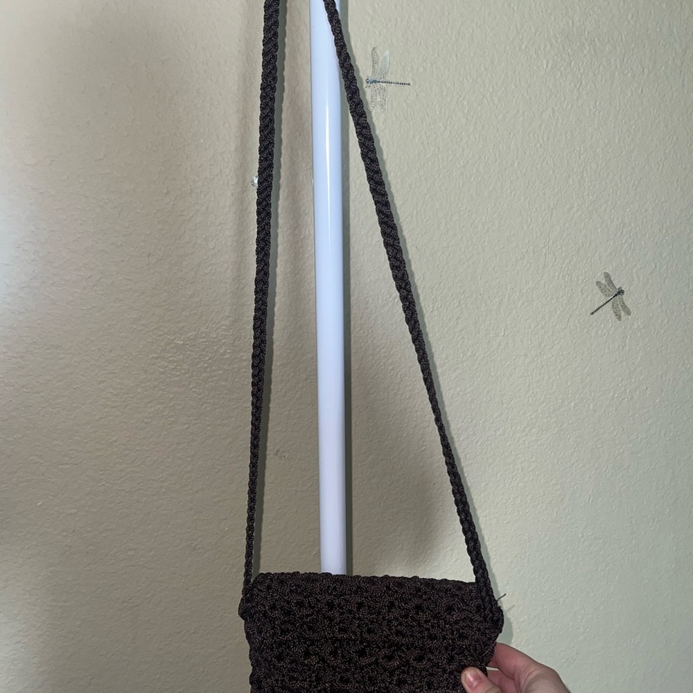 Handcrafted Brown Crochet Shoulder Bag